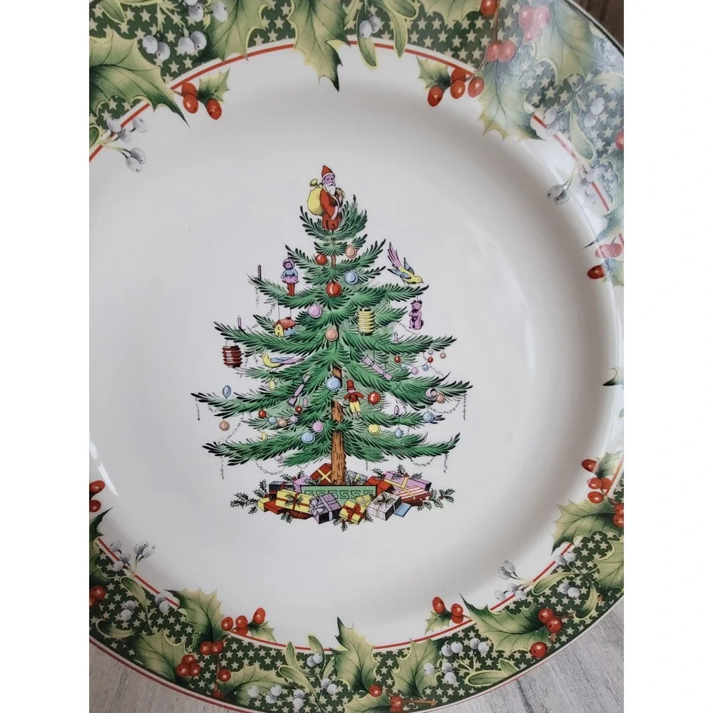 Vintage 12‎ Spode xmas tree berry plate home decor Mistletoe